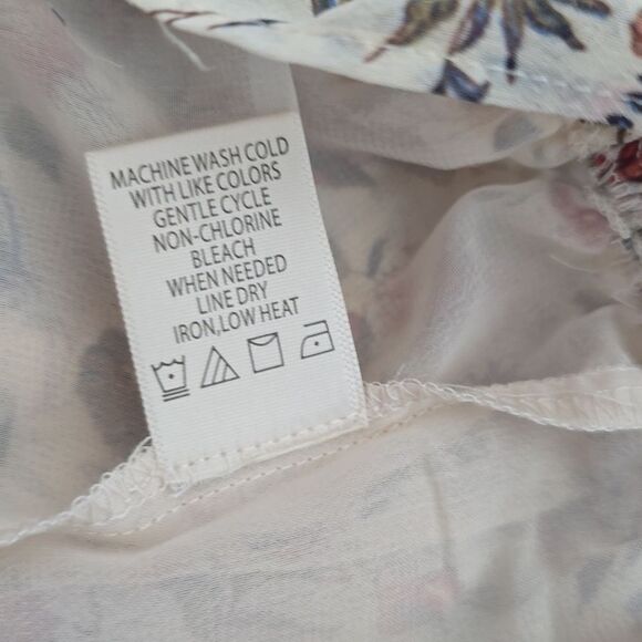 Max Studio -602 Georgette Elbow Sleeve Cold Shoulder‎ Blouse Cream Floral XS - Picture 7 of 12